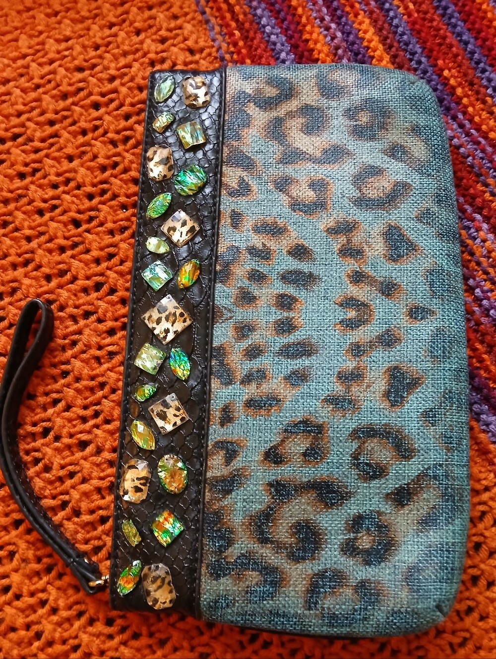 Christian Audigier CHRISTIAN AUDIGIER LEOPARD CLUTCH WRIST Embellished Clutch